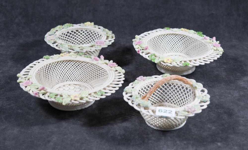 FOUR BELLEEK THREE-STRAND TWIG
