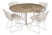 FOUR BERTOIA STYLE CHAIRS AND