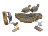 FOUR BIRD CARVINGS, LATE 20TH/