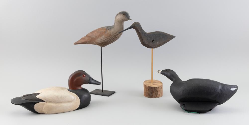 FOUR BIRD CARVINGS LENGTHS FROM 11"