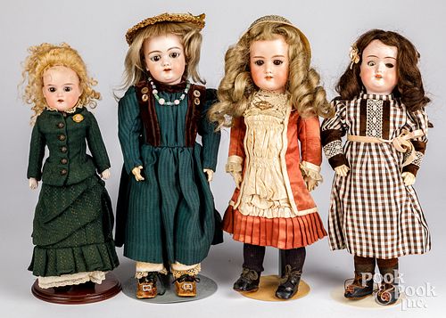 FOUR BISQUE HEAD DOLLSFour bisque