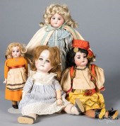 FOUR BISQUE HEAD DOLLSFour bis