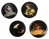 FOUR BLACK LACQUER PAINTED SNU