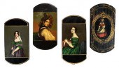 FOUR BLACK LACQUERED CIGAR CAS