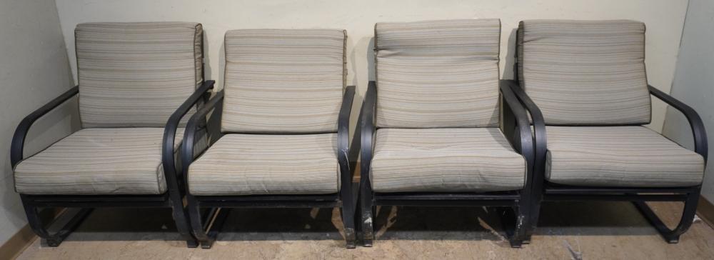 FOUR BLACK PAINTED OUTDOOR SPRING