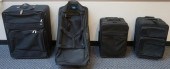 FOUR BLACK VINYL LUGGAGE, INCL