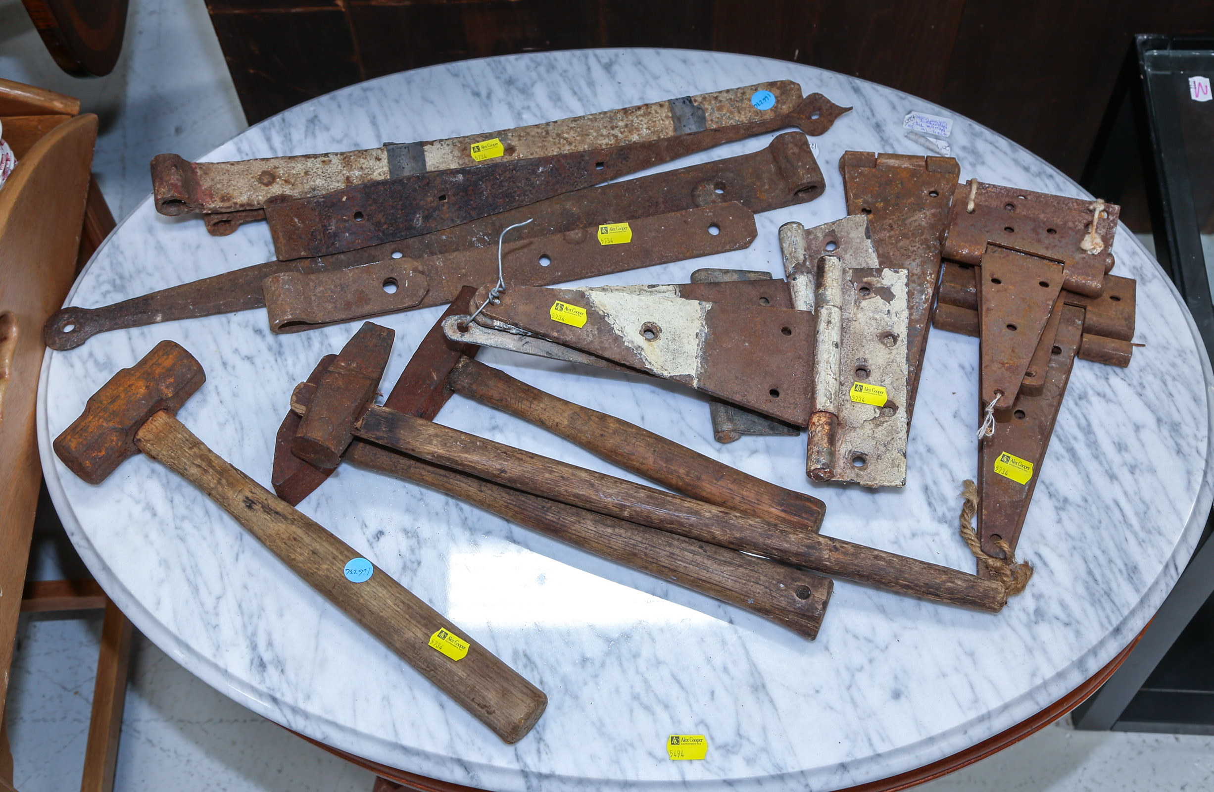 FOUR BLACKSMITH HAMMERS & ANTIQUE