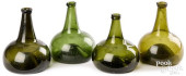 FOUR BLOWN OLIVE GLASS SQUAT B