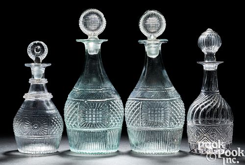 FOUR BLOWN THREE-MOLD CLEAR GLASS