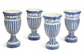 FOUR BLUE AND WHITE GLAZED CER