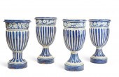 FOUR BLUE AND WHITE GLAZED CER