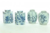 FOUR BLUE AND WHITE JARS.  Chi