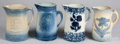 FOUR BLUE AND WHITE STONEWARE
