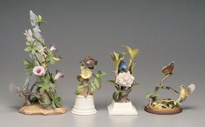 Four Boehm bird figurines: parula