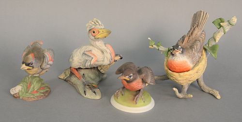 FOUR BOEHM PORCELAIN SCULPTURE BIRD