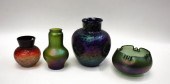 FOUR BOHEMIAN ART GLASS VESSEL