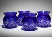FOUR BOHEMIAN BLUE CUT-TO-CLEA