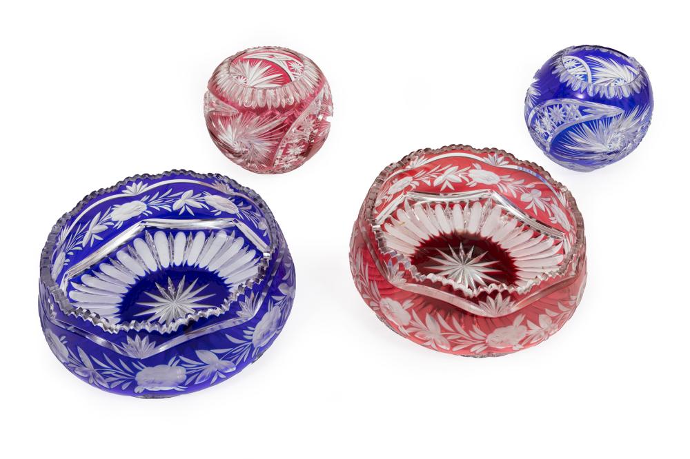FOUR BOHEMIAN CUT-TO-CLEAR GLASS