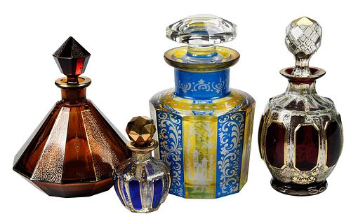 FOUR BOHEMIAN GLASS PERFUME