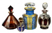 FOUR BOHEMIAN GLASS PERFUME BO