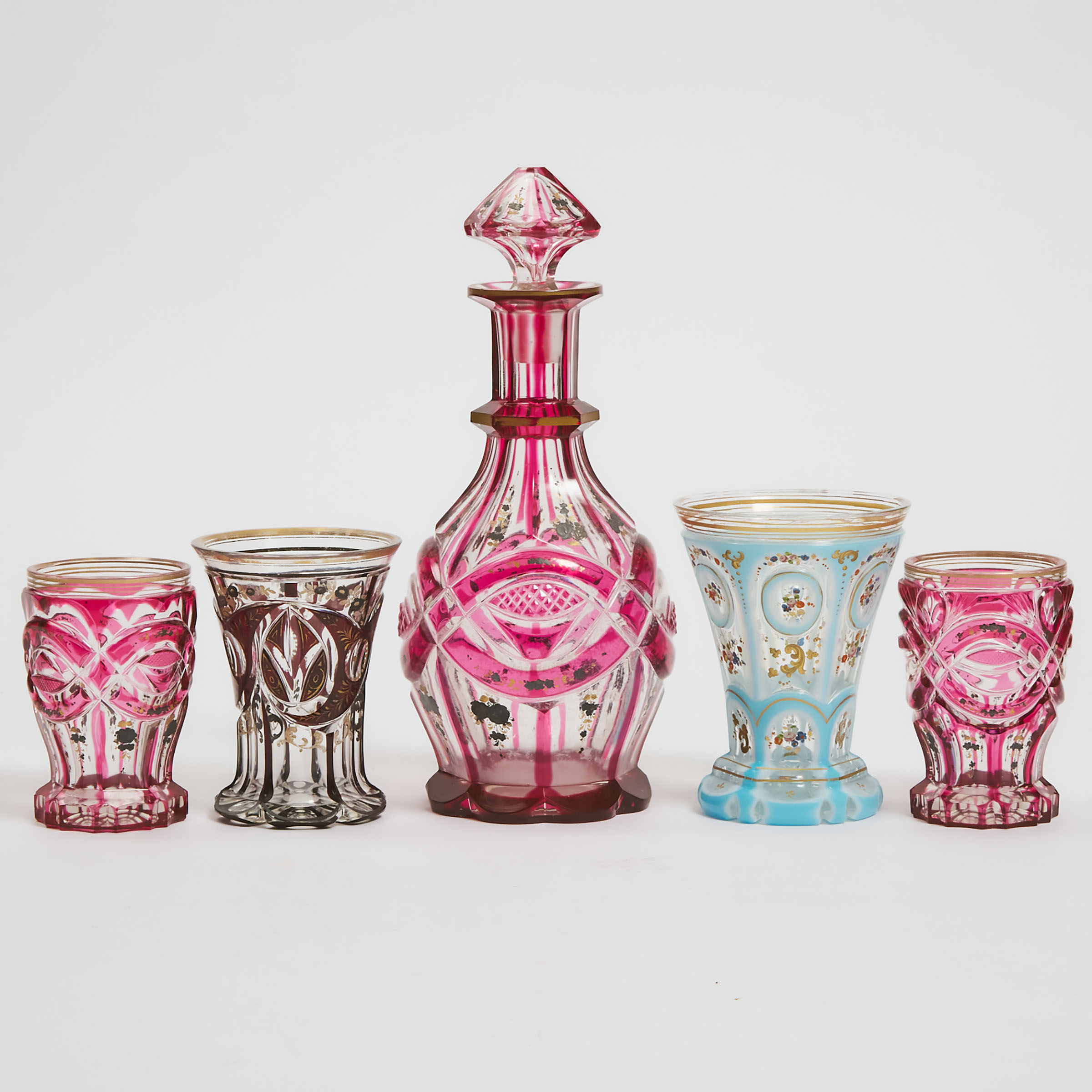 Four Bohemian Overlaid, Cut and