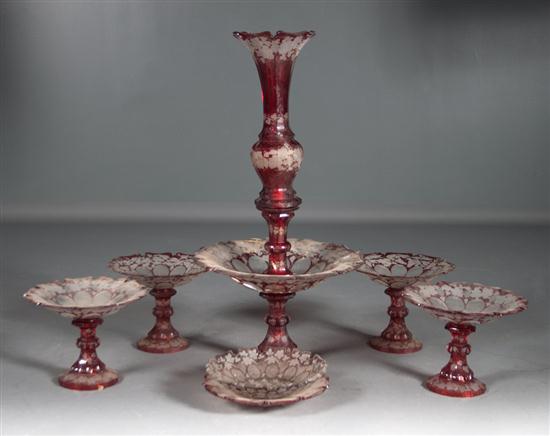 Four Bohemian ruby cut-to-clear