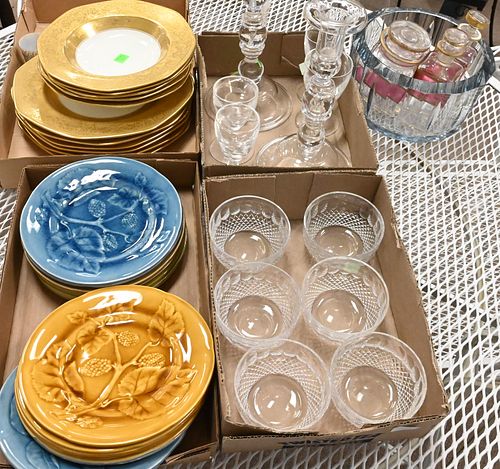 FOUR BOX LOT OF LARGE GLASS AND