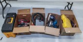 FOUR BOXES OF POWER TOOLS & AC