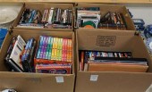 FOUR BOXES WITH DVD'S, CD'S AN