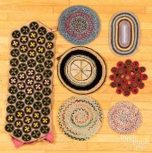 FOUR BRAIDED TABLE MATS, LATE