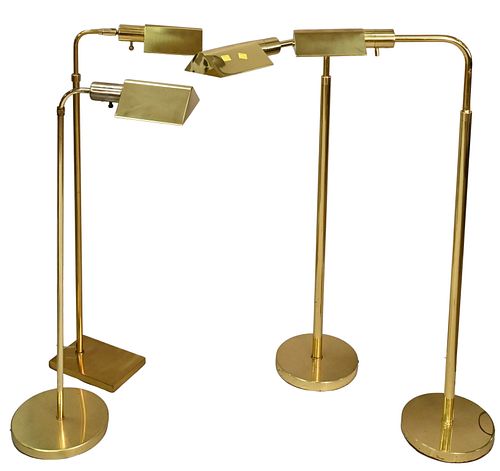 FOUR BRASS ADJUSTABLE FLOOR