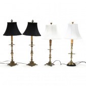 FOUR BRASS ALTAR CANDLESTICK L