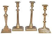 FOUR BRASS AND BELL CANDLESTIC
