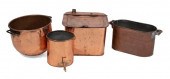FOUR BRASS AND COPPER COOKING-