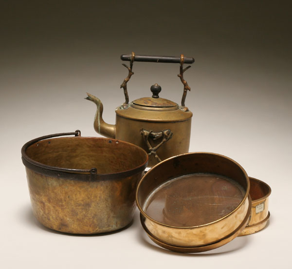 Four brass and copper