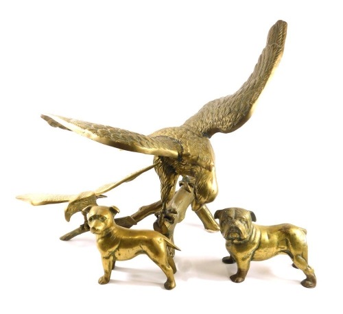 Four brass animal groups,