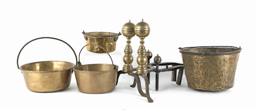 Four brass buckets 19th c. together