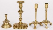 FOUR BRASS CANDLESTICKSFour br