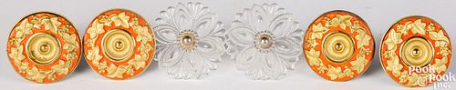 FOUR BRASS CURTAIN TIEBACKS, 19TH