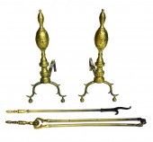 FOUR BRASS FIREPLACE ACCESSORI