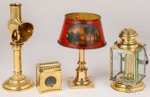 FOUR BRASS LAMPS AND LANTERNSF
