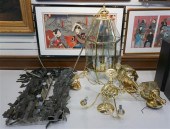 FOUR BRASS LIGHT FIXTURES AND