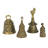 FOUR BRASS OR BRONZE BELLS, IN
