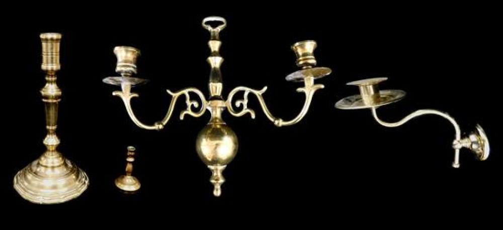 FOUR BRASS REPRODUCTION CANDLESTICK