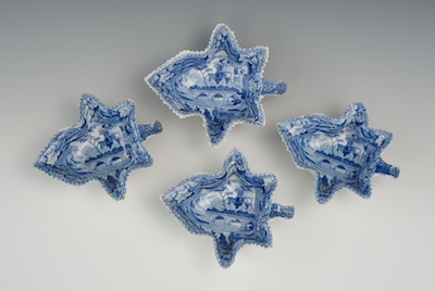 Four British Pearlware Leaf