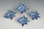 Four British Pearlware Leaf Di