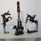 FOUR BRONZE ETHNIC SCULPTURESA
