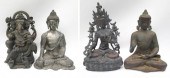 FOUR BRONZE FIGURAL DEITY SCUL