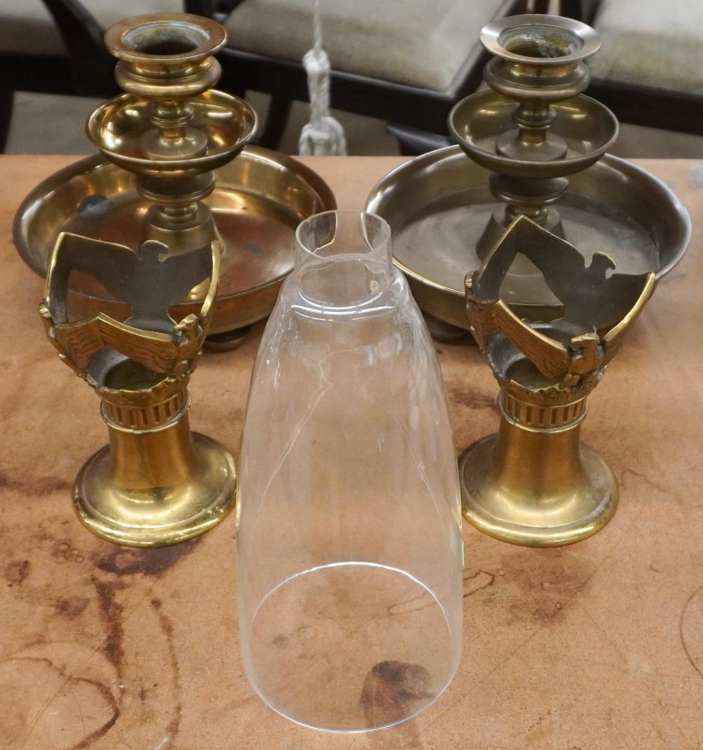 FOUR BRONZE LAMP BASES AND A
