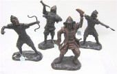 FOUR BRONZE SAMURAI SCULPTURES